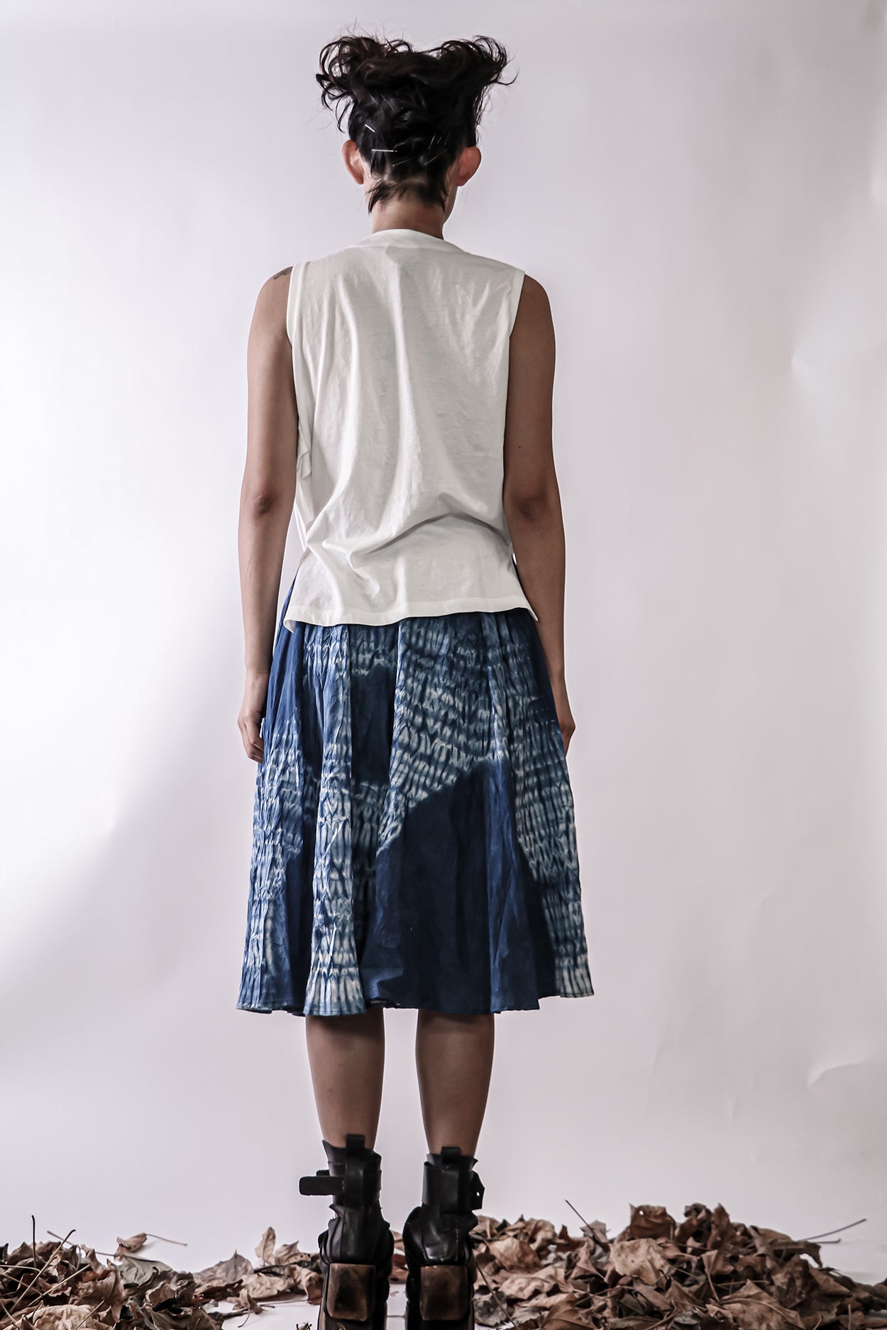 Handmade Shibori Indigo Dye Skirt